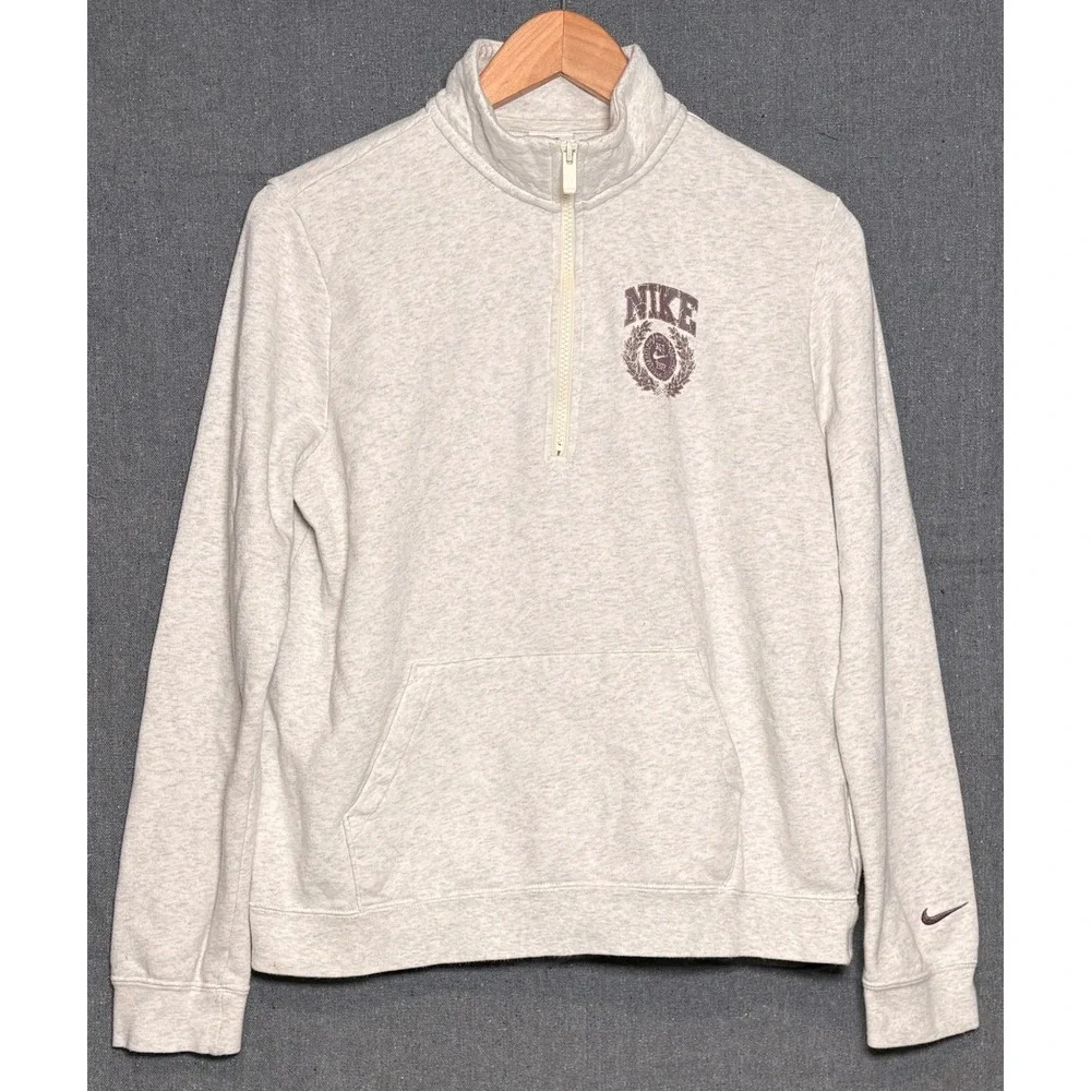 Nike Phoenix‎ Fleece Quarter Zip Sweatshirt Heather Grey HQ2979-141 Women's Sz M